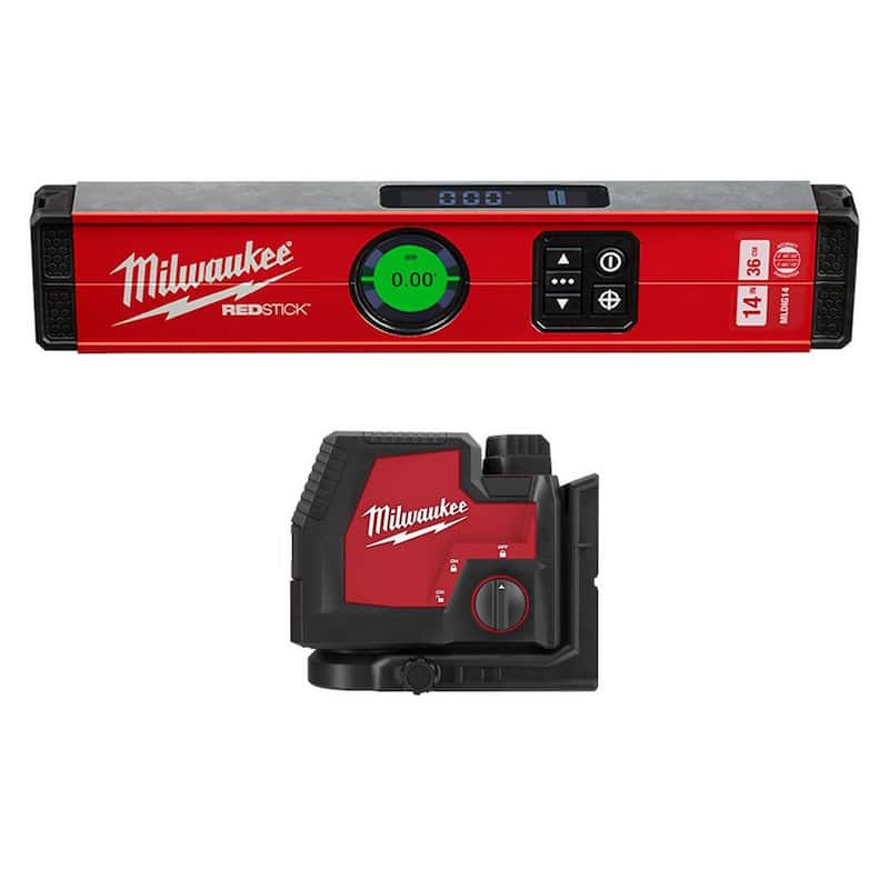 14 in. REDSTICK Digital Box Level with Green 100 ft. Cross Line and Plumb Points Laser