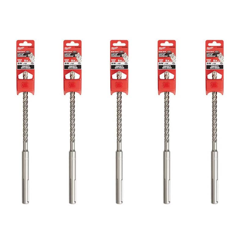 3/8 in. x 13 in. 2-Cutter SDS-MAX Carbide Drill Bit (5-Pack)