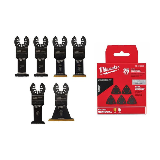 Oscillating Multi-Tool Blade Starter Kit with 3-1/2 in. Triangle Sandpaper Variety Pack (31-Piece)