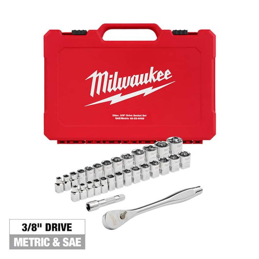 3/8 in. Drive SAE/Metric Ratchet and Socket Mechanics Tool Set (29-Piece)