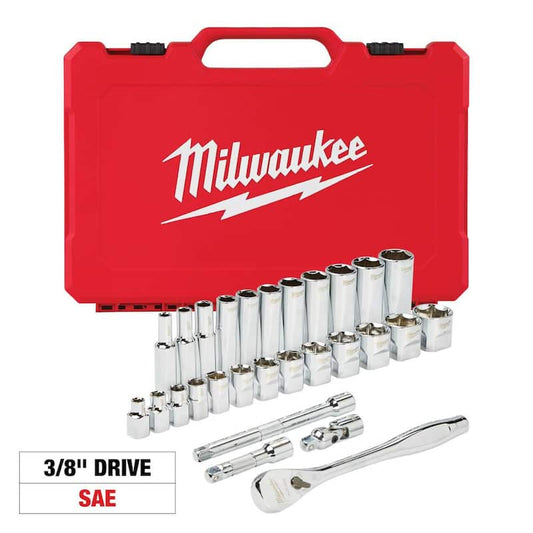 3/8 in. Drive SAE Ratchet and Socket Mechanics Tool Set (28-Piece)