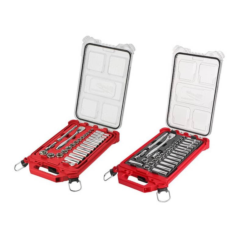 3/8 in. Drive SAE/Metric Ratchet and Socket Mechanics Tool Set with PACKOUT Case (60-Piece)