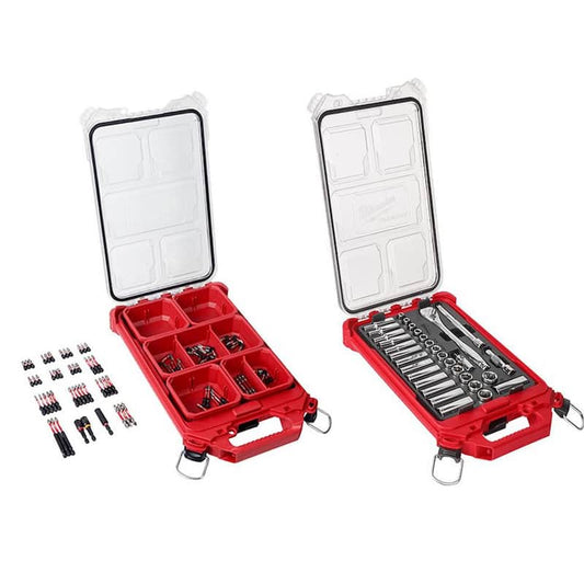 3/8 in. Drive Metric Ratchet and Socket Mechanics Tool Set and SHOCKWAVE Driver Bit Set with PACKOUT Cases (132-Piece)