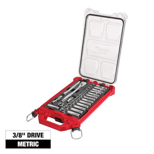 3/8 in. Drive Metric Ratchet and Socket Mechanics Tool Set with PACKOUT Case (32-Piece)