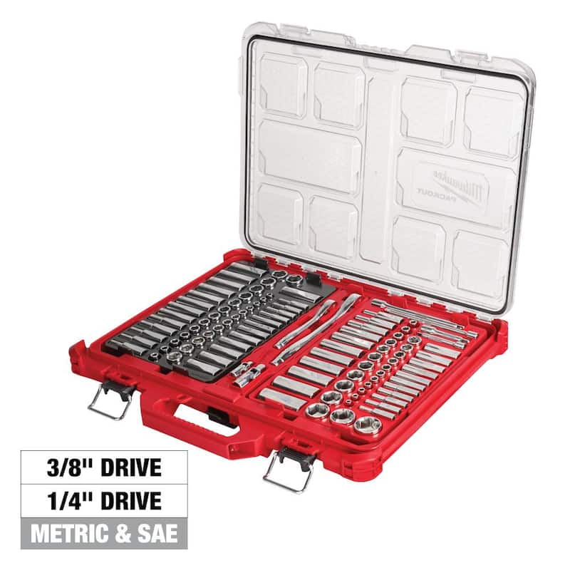 3/8 in. and 1/4 in. Drive SAE/Metric Ratchet and Socket Mechanics Tool Set with PACKOUT Case (106-Piece)