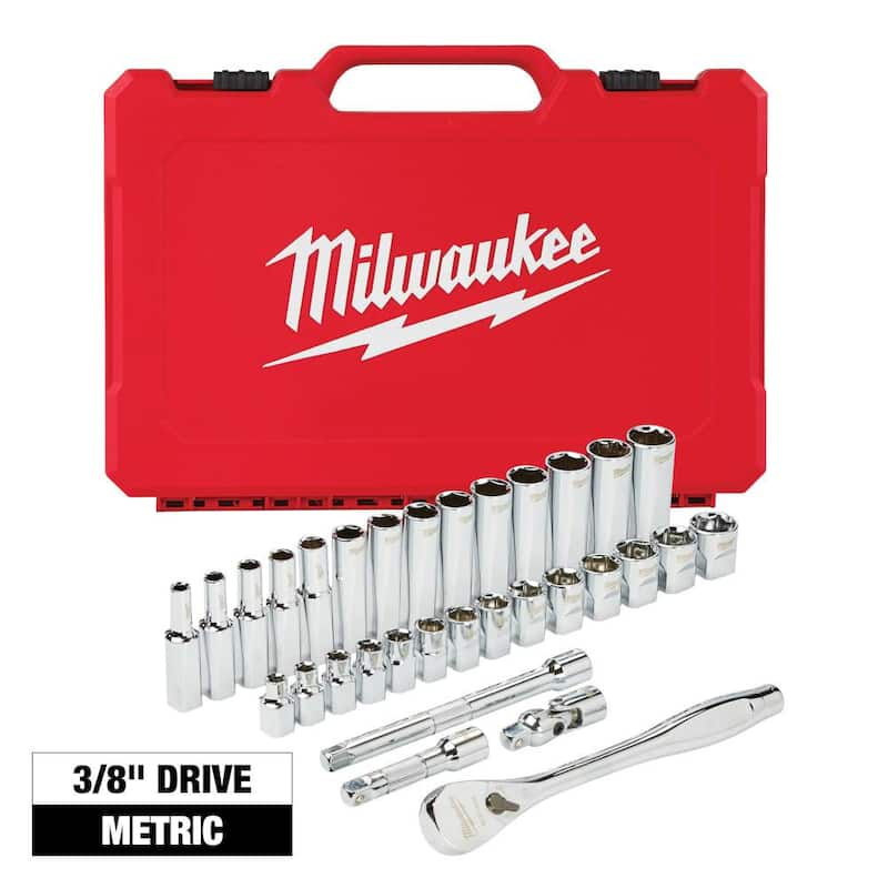 3/8 in. Drive Metric Ratchet and Socket Mechanics Tool Set (32-Piece)