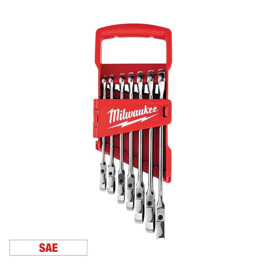 144-Position Flex-Head Ratcheting Combination Wrench Set SAE (7-Piece)