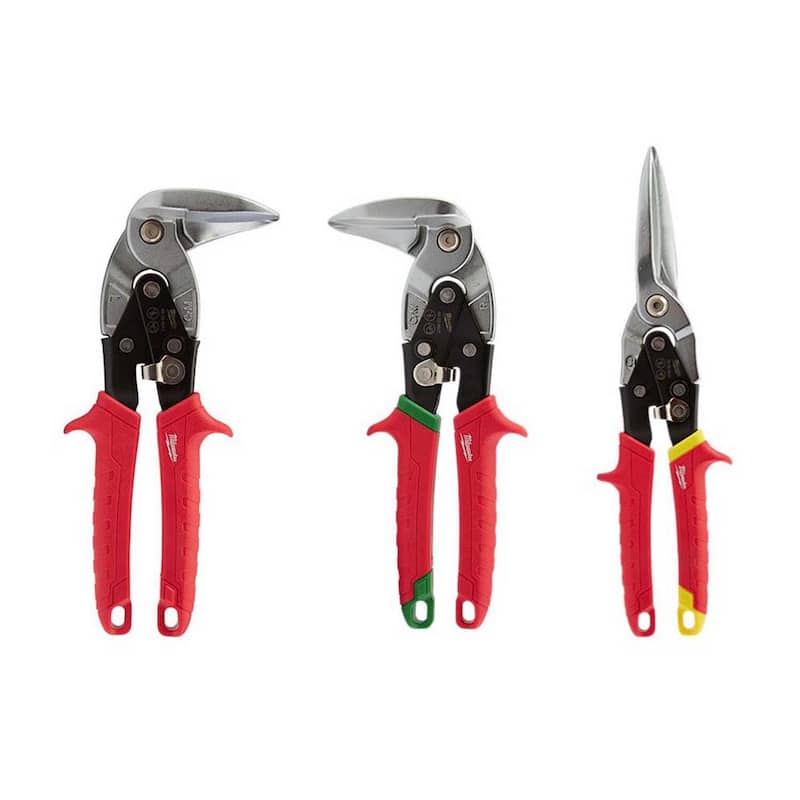 10 in. Left-Cut and Right Cut and Straight Cut Angle Aviation Snips (3-Piece)