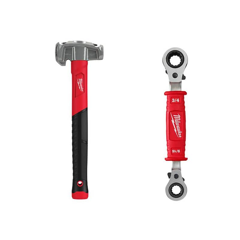 36 oz. 4-in-1 Lineman's Hammer with Lineman's 4-in-1 Insulated Ratcheting Box Wrench