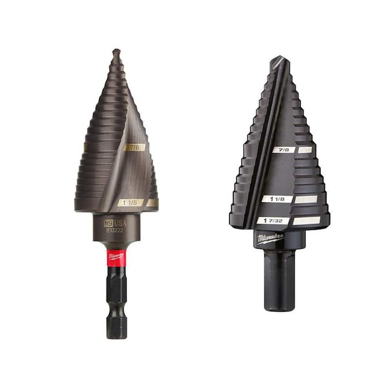 SHOCKWAVE 7/8 in. x 1-1/8 in. #9 Impact-Duty Titanium Step Bit with 7/8 in. - 1-7/32 in. #11 Step Drill Bit (2-Piece)