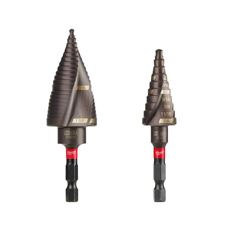 SHOCKWAVE 7/8 in. x 1-1/8 in. #9 Impact-Duty Titanium Step Bit With 3/16 in. to 3/4 in. #3 Titanium Step Bit (2-Piece)