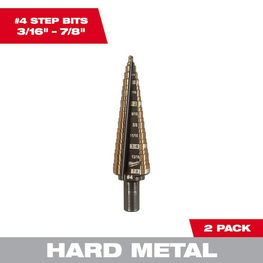 3/16 in. to 7/8 in. #4 Cobalt Step Drill Bit (2-Pack)