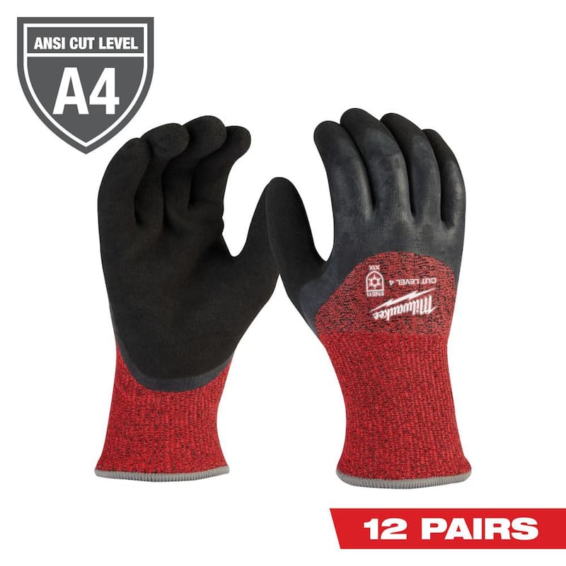 XX-Large Red Latex Level 4 Cut Resistant Insulated Winter Dipped Work Gloves (12-Pack)