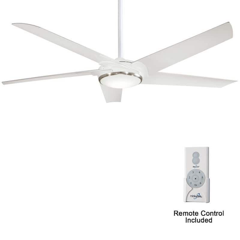 Raptor 60 in. Integrated LED Indoor Flat White Ceiling Fan with Light with Remote Control