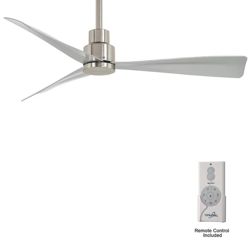 Simple 44 in. Indoor/Outdoor Brushed Nickel Wet Ceiling Fan with Remote Control