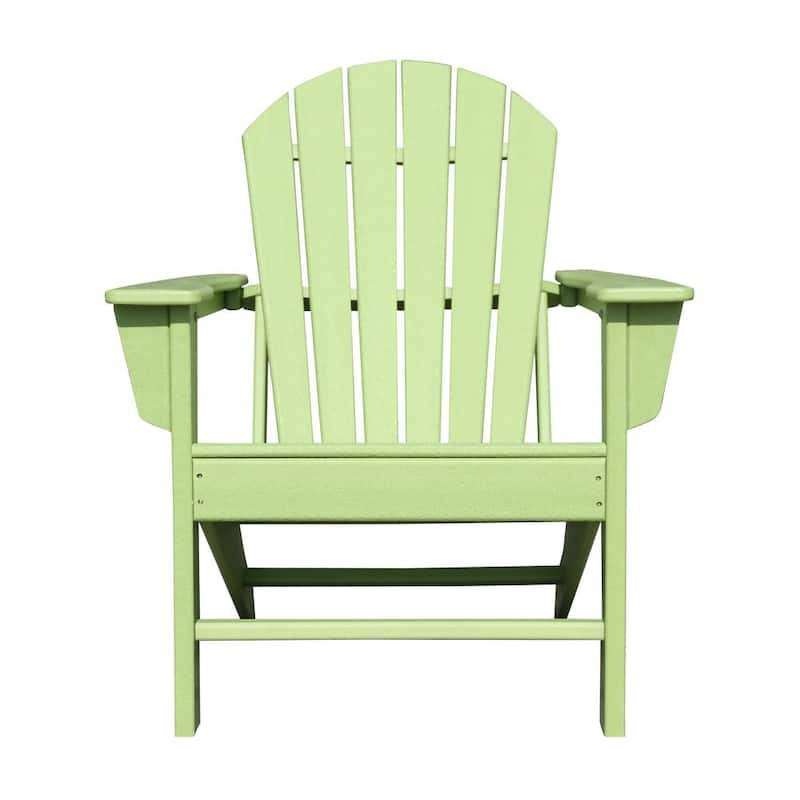 Vaila Green Plastic Adirondack Chair with Fan-Shaped Backrest and Armrests