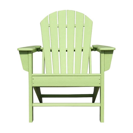 Vaila Green Plastic Adirondack Chair with Fan-Shaped Backrest and Armrests