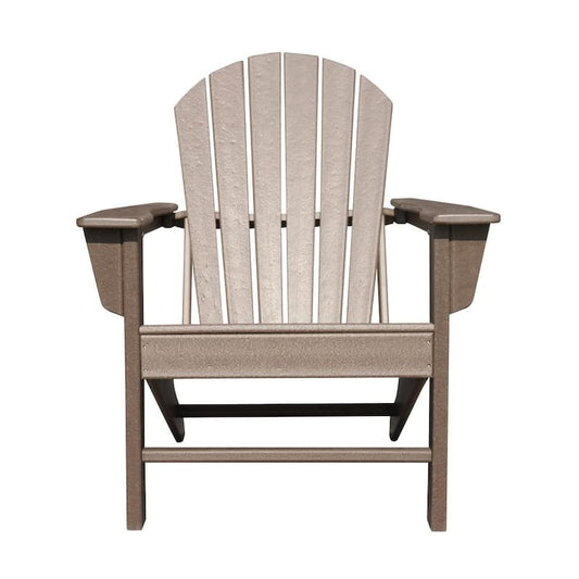 Vaila Teak Plastic Adirondack Chair with Fan-Shaped Backrest and Armrests