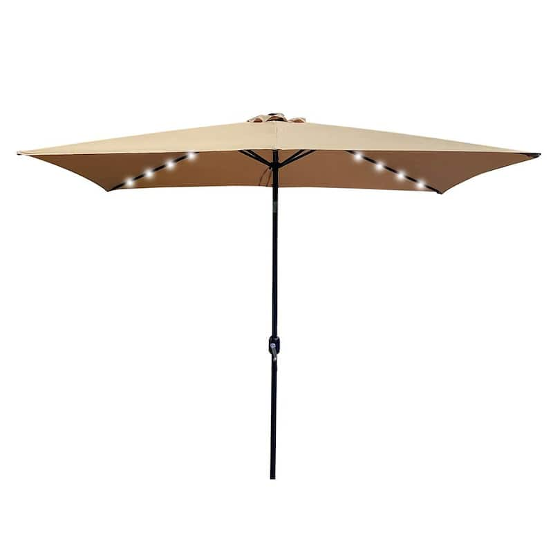 10 ft. x 6.5 ft. Rectangular Market Outdoor Patio Umbrella with Crank Weather Resistant UV Protection in Tan