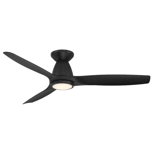 Skylark 54 in. 3-Blade Smart Flush Mount Matte Black Ceiling Fan 3000K Integrated LED and Remote Control