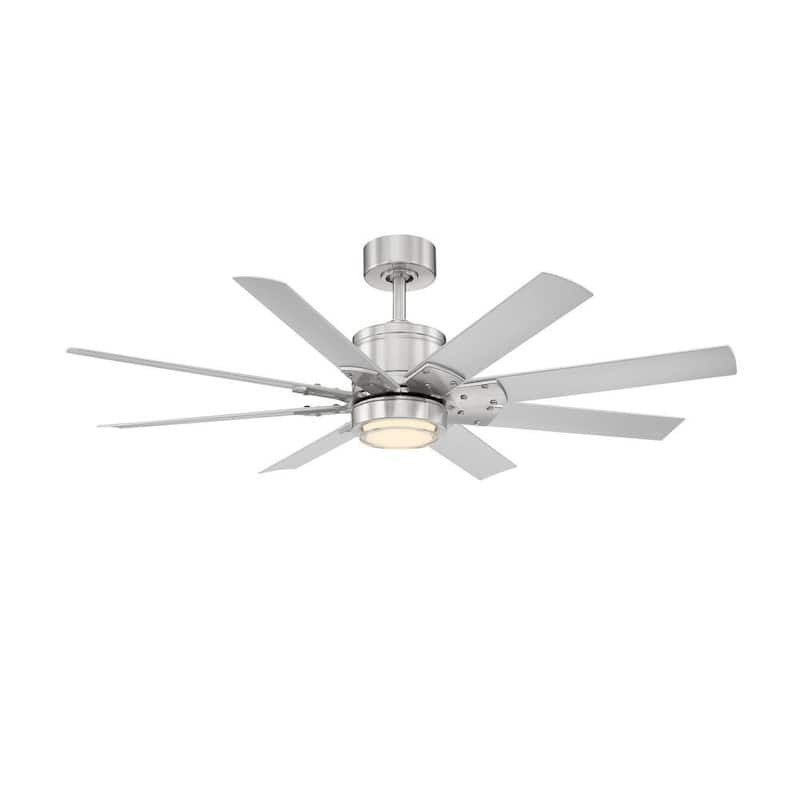 Renegade 52 in. Integrated LED Indoor/Outdoor 8-Blade Smart Brushed Nickel Titanium Ceiling Fan with Remote 3000k