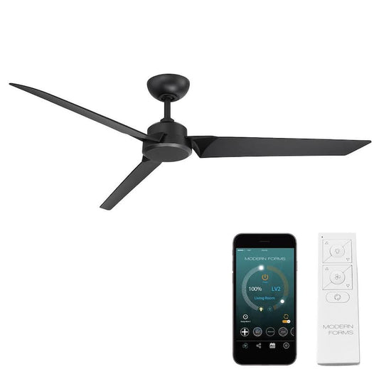 Roboto 62 in. Indoor/Outdoor Matte Black 3-Blade Smart Ceiling Fan with Remote Control