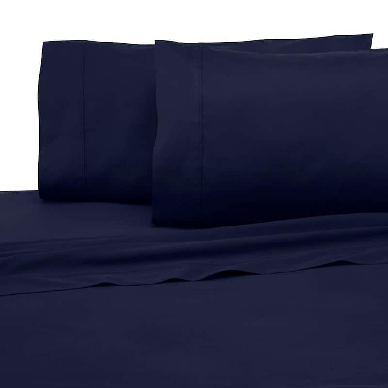 3-Piece Evening Blue Solid 300 Thread Count Cotton Twin Sheet Set