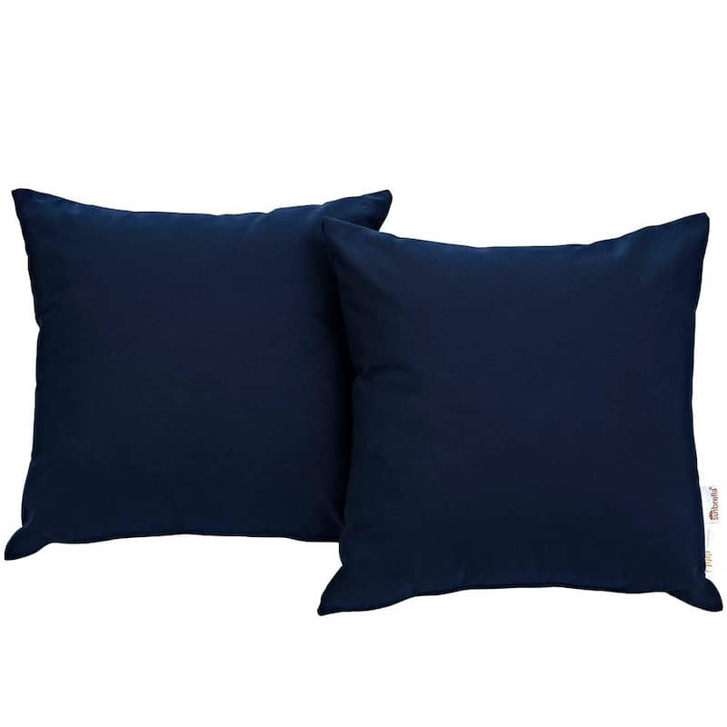 Summon Sunbrella Square Outdoor Throw Pillow in Navy 2-Piece Set