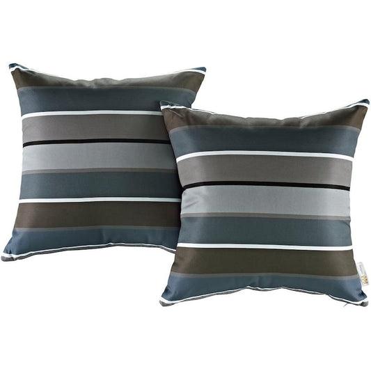 Patio Square Outdoor Throw Pillow Set in Stripe (2-Piece)