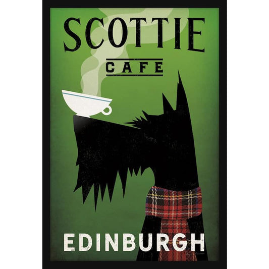 Scottie Cafe Framed Giclee Typography Art Print 18 in. x 26 in.