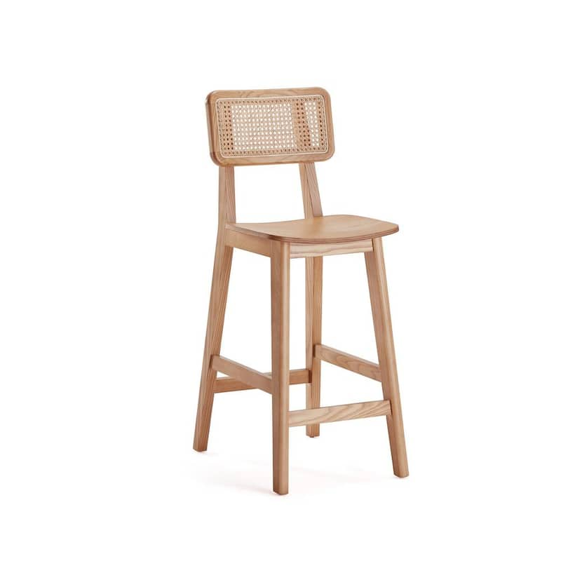 Versailles 40.16 in. Nature Ash Wood Counter Height Bar Stool