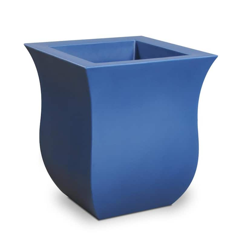 Valencia 16 in. Square Neptune Blue Polyethylene Planter