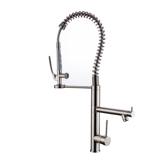 Single-Handle Pull-Down Sprayer Kitchen Faucet in Nickel