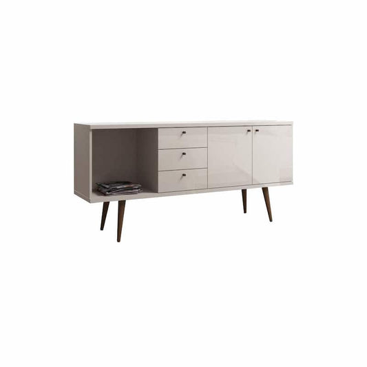 Utopia 3-Drawer Off White and Maple Cream Wide Dresser (30.31 in. H x 63.38 in. W x 17.32 in. D)