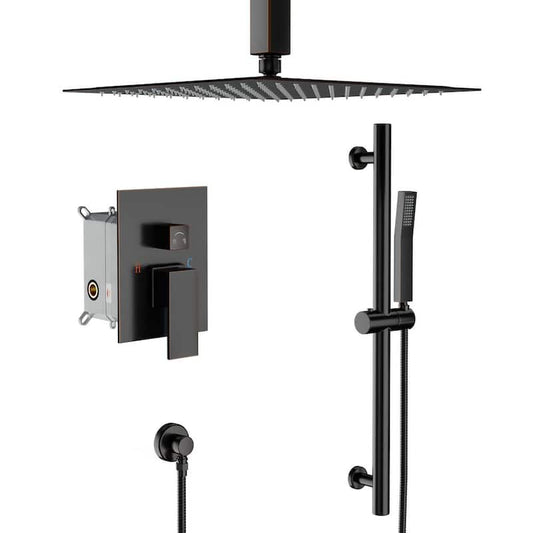 2-Spray Patterns with 1.8 GPM 16 in. Ceiling Mount Dual Shower Heads in Oil Rubbed Bronze