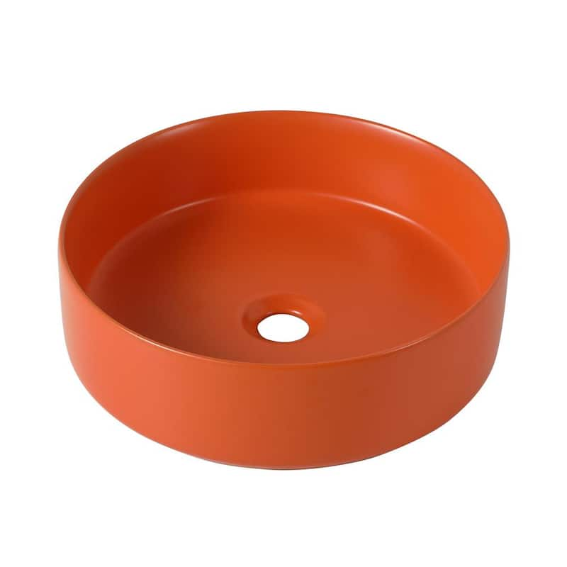 16 in. Ceramic Round Vessel Sink in Orange