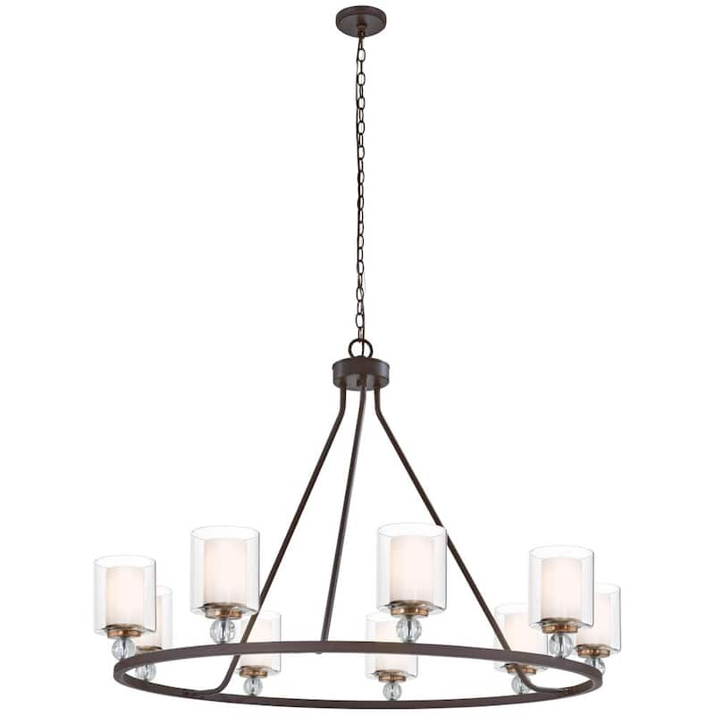 Studio 5 9-Light Painted Bronze with Natural Brushed Brass Chandelier