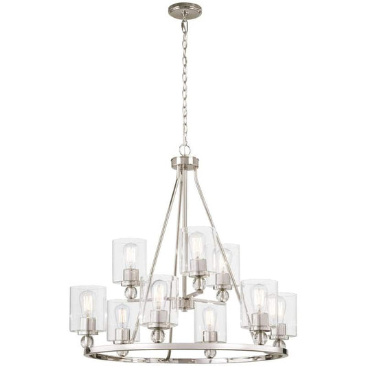 Studio 5 9-Light Polished Nickel Chandelier with Clear Glass Shade