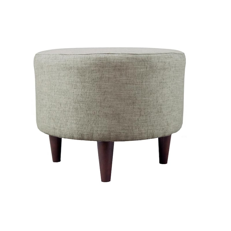 Sophia Lucky Platinum Round Upholstered Ottoman