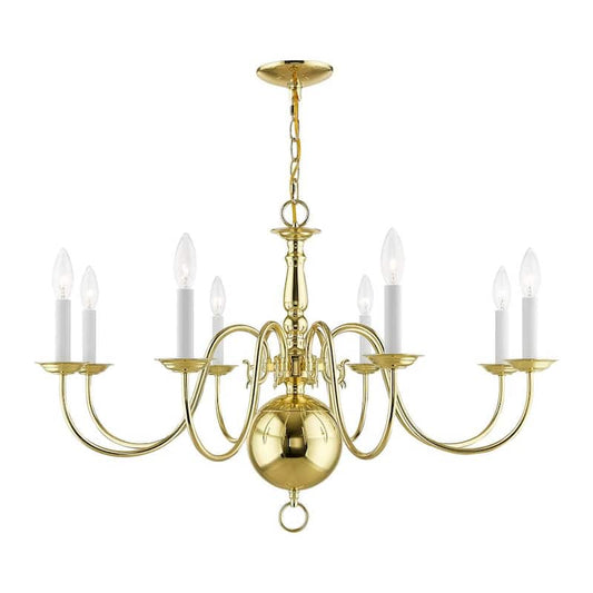 Williamsburgh 8 Light Polished Brass Chandelier