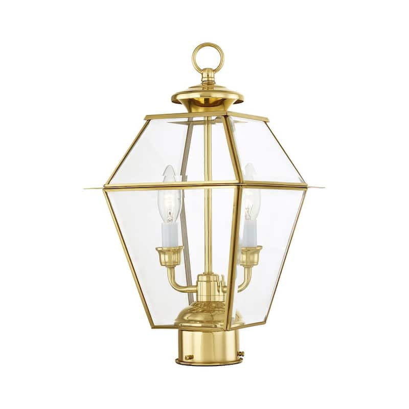 Westover 2-Light Polished Brass Outdoor Post Head Lantern