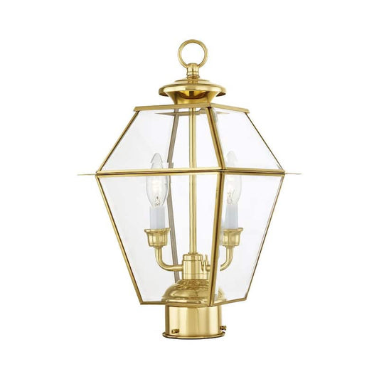 Westover 2-Light Polished Brass Outdoor Post Head Lantern