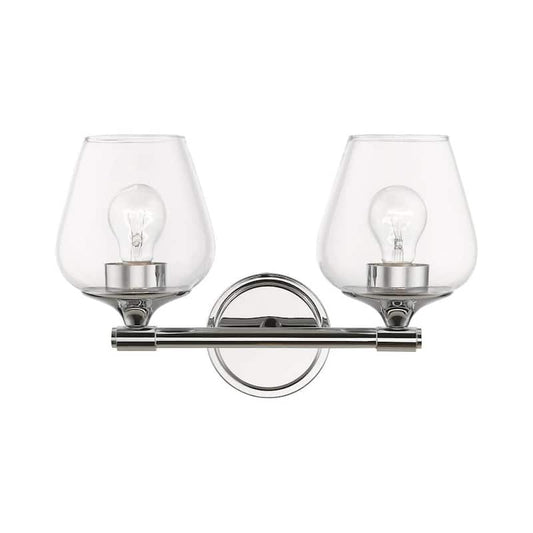 Willow 15 in. 2-Light Polished Chrome Vanity Light with Clear Glass