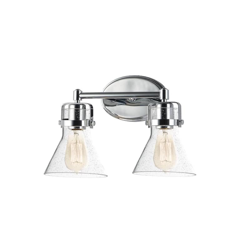 Seafarer 2-Light Polished Chrome Vanity Light with Clear Seedy Glass Shades