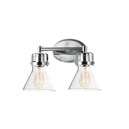 Seafarer 2-Light Polished Chrome Vanity Light with Clear Seedy Glass Shades