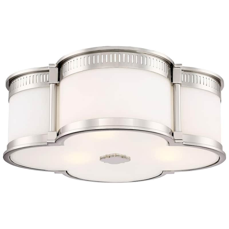 100-Watt Equivalence 16.25 in. Polished Nickel Integrated LED Flushmount