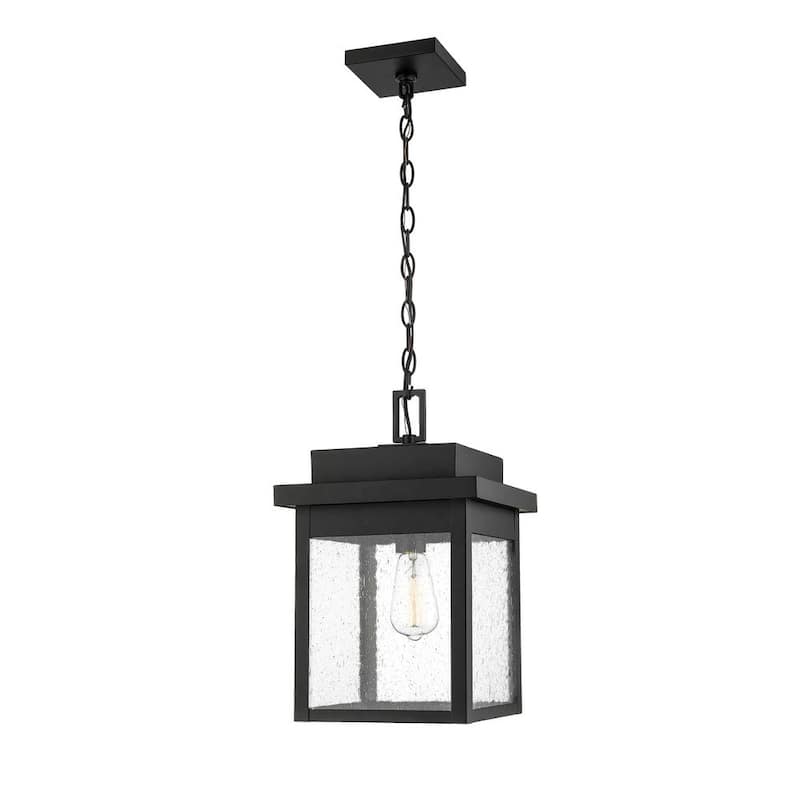 1-Light 13 in. Powder Coat Black Outdoor Lantern Pendant