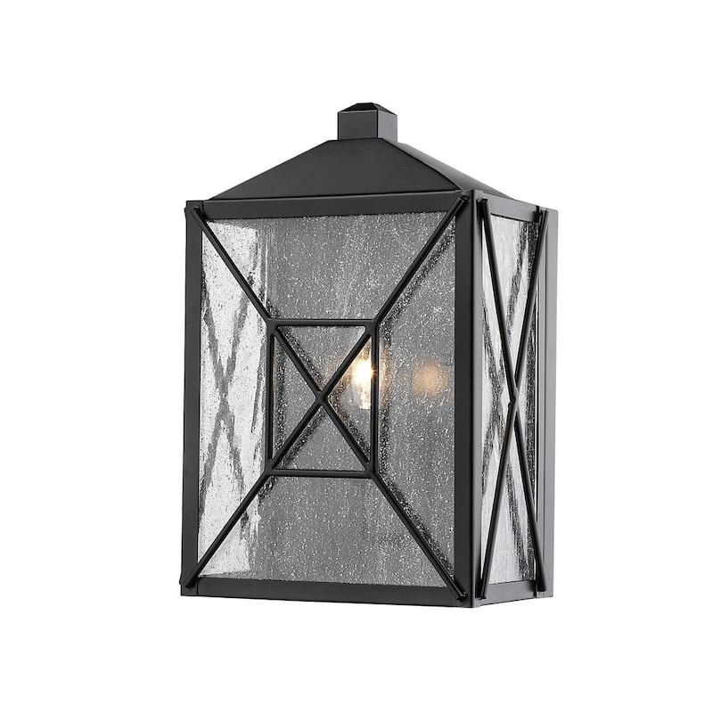 1-Light 12.5 in. Powder Coat Black Outdoor Wall Sconce