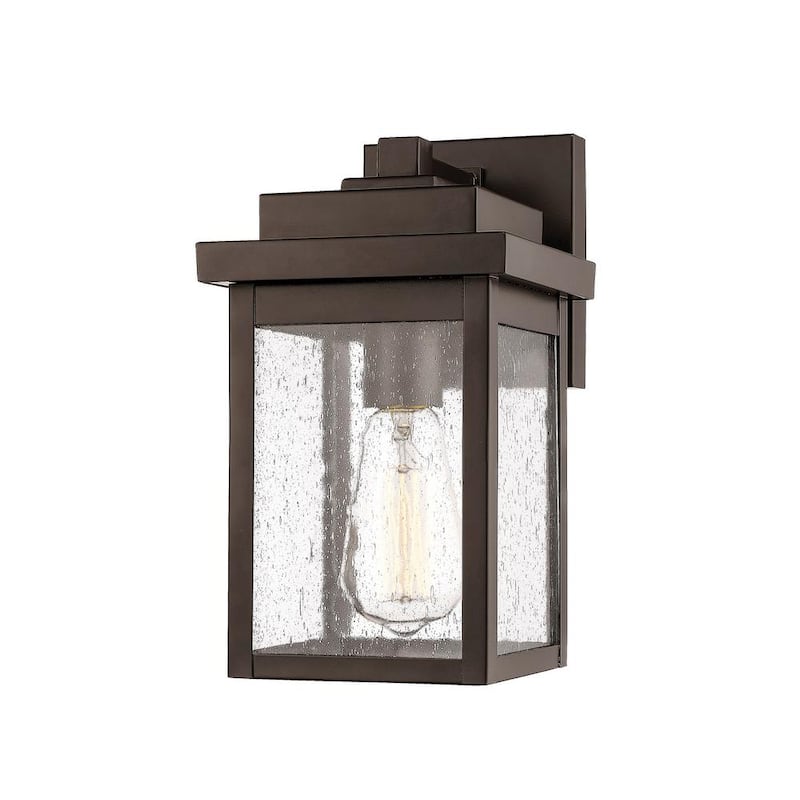 1-Light 7.5 in. Powder Coat Bronze Outdoor Sconce Wall Lantern