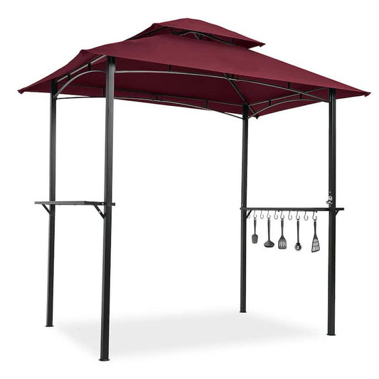 Pro 8 ft. x 5 ft. Outdoor Grill Gazebo Canopy with Hook and Bar Counters